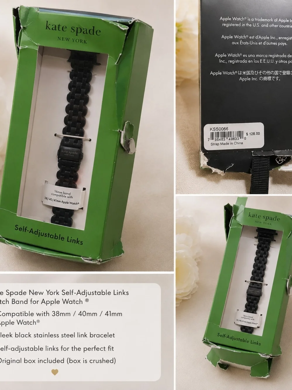 Kate Spade Black Link Apple Watch Band 38/40/41mm